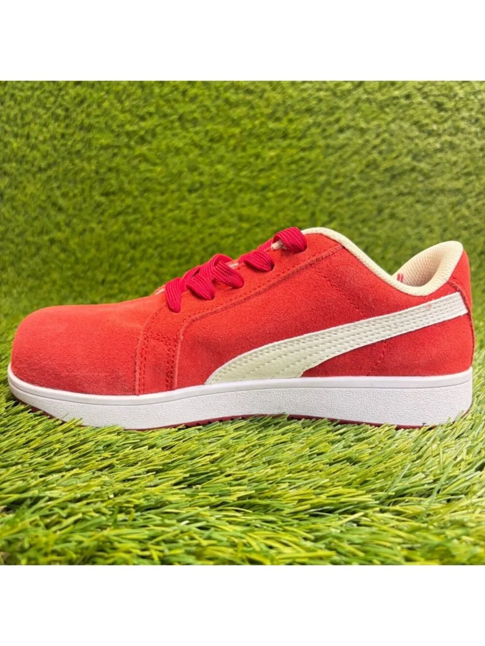 Puma Iconic Suede Low Womens Size 6 Red White Composite Toe Safety Work Shoes